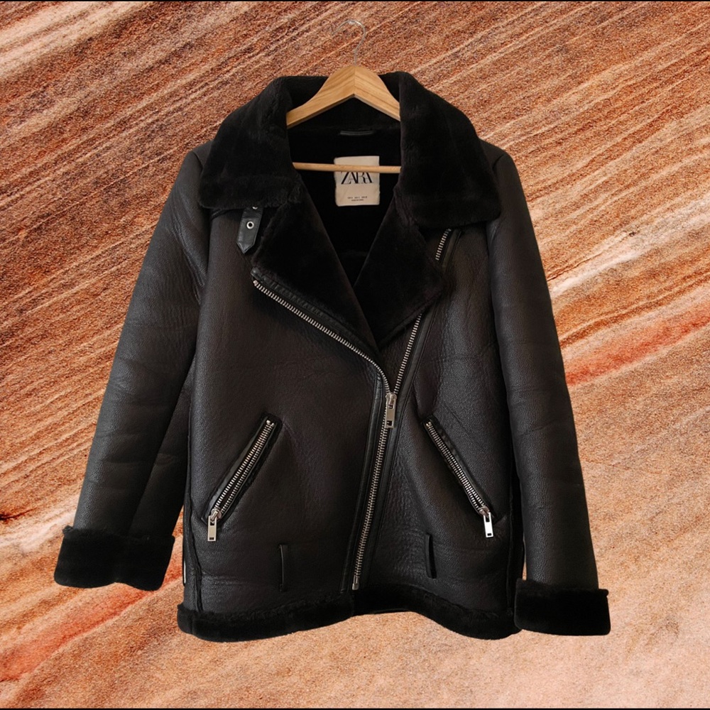 Zara faux leather biker jacket